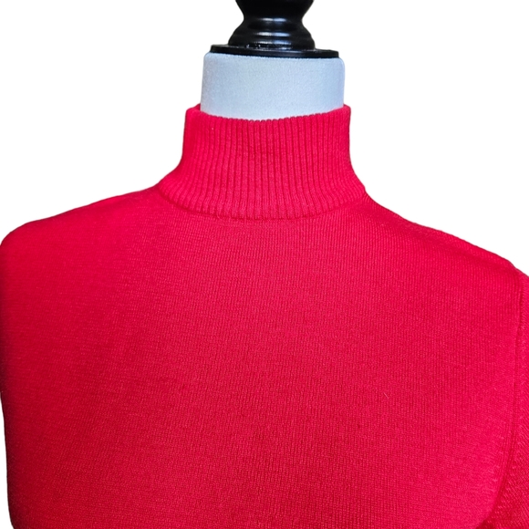 The Work Connection vintage red knit blouse sweater wool mock-neck short sleeveM - Picture 7 of 15